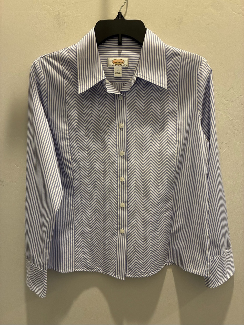 Talbots Blue and White Striped Women’s Button-Down Shirt